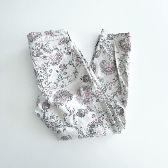 Anthropologie Pilcro and the Letterpress Womens Jeans Skinny Floral Print Cream - Picture 1 of 11